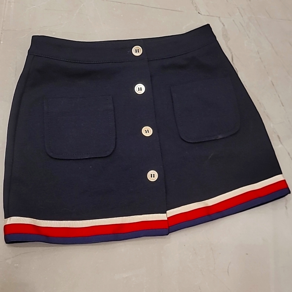 Gucci Kids Navy Skirt with Red and White Accents